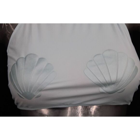 PINK VICTORIA'S SECRET BLUE SEASHELL BIKINI TOP SIZE LARGE - Picture 2 of 6